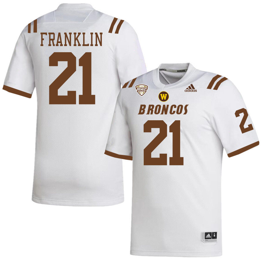 #21 Josh Franklin Western Michigan Broncos College Football Jerseys Stitched-White